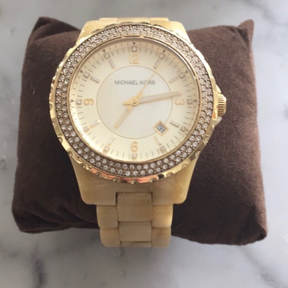 Michael Kors Tan & Gold Watch